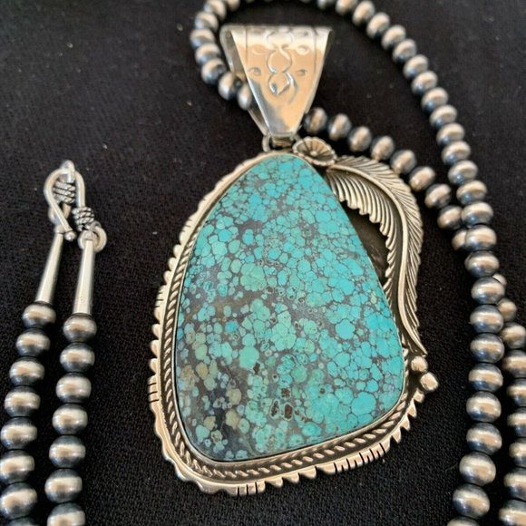 Men's Navajo Turquoise Necklace Pendant Length 20 - Picture 7 of 12